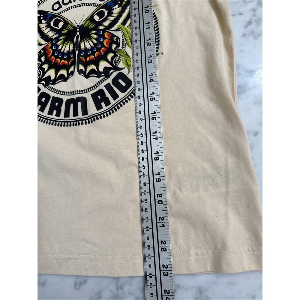 Adidas Women's Farm Hoodie JL8614 Size XS T Shirt Beige Butterfly - Picture 7 of 8